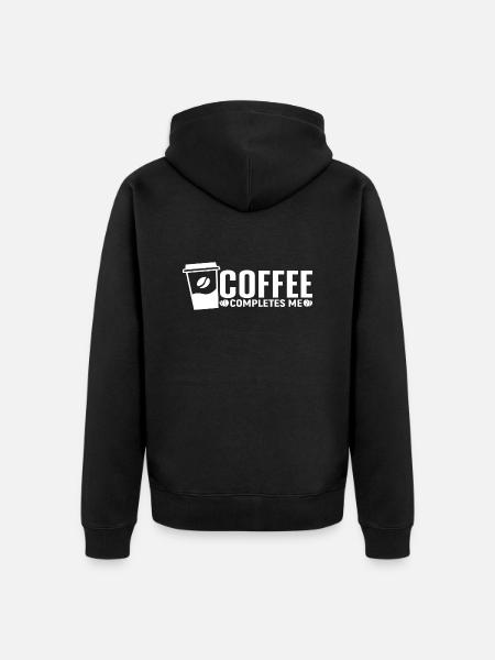 Coffee completes me - Unisex Premium Organic Zip Hoodie - black