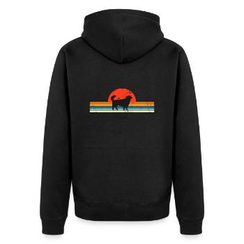 Vintage Hund Retro Sonnenbrille - Unisex Premium Bio Zip Hoodie - Schwarz - Hinten - Nico (187cm)