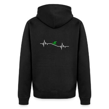 Herzschlag Fahrrad Radrennen - Unisex Premium Bio Zip Hoodie - Schwarz - Hinten - Nico (187cm)