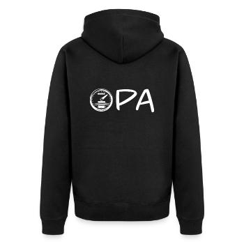 Opa Motorrad Tacho Geschenkidee - Unisex Premium Bio Zip Hoodie - Schwarz - Hinten - Nico (187cm)
