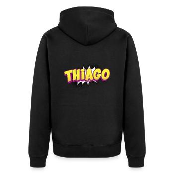 Thiago benutzerdefinierter Name Comic-Buch-Stil Pop-Art, - Unisex Premium Bio Zip Hoodie - Schwarz - Hinten - Nico (187cm)