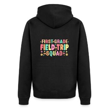 First Grade Field Trip Squad Teacher Students - Unisex Premium Organic Zip Hoodie - black - Back - Nico (187cm)