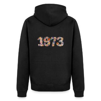 50e anniversaire vintage rétro Né en 1973 Anniversaire - Veste à capuche bio Premium Unisexe - noir - Dos - Nico (187cm)