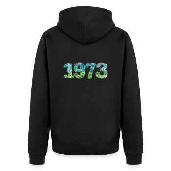 50e anniversaire vintage rétro Né en 1973 Anniversaire - Veste à capuche bio Premium Unisexe - noir - Dos - Nico (187cm)