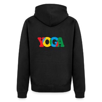 Yoga / Namaste / Zen - Unisex Premium Bio Zip Hoodie - Schwarz - Hinten - Nico (187cm)