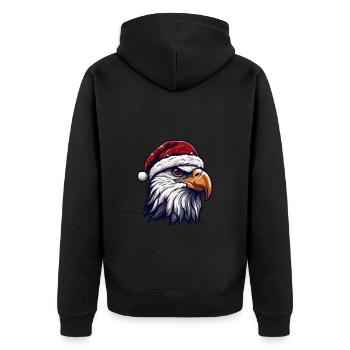 Adler Kopf Weihnachten Christmas - Unisex Premium Bio Zip Hoodie - Schwarz - Hinten - Nico (187cm)