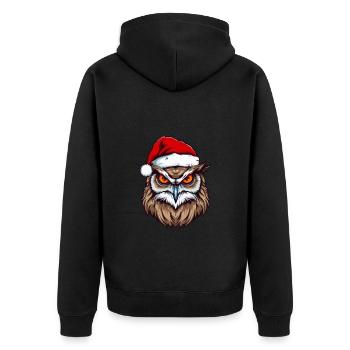 Eule Kopf Weihnachten Christmas - Unisex Premium Bio Zip Hoodie - Schwarz - Hinten - Nico (187cm)
