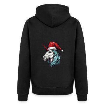 Unicorn Head Christmas Christmas - Unisex Premium Organic Zip Hoodie - black - Back - Nico (187cm)
