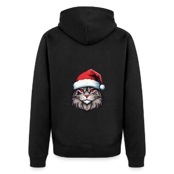 Cat Head Christmas Christmas Portrait - Unisex Premium Organic Zip Hoodie - black - Back - Nico (187cm)