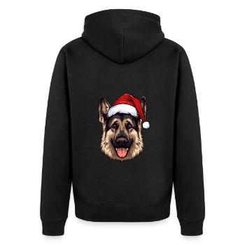 Schäferhund Hund Kopf Weihnachten Christmas - Unisex Premium Bio Zip Hoodie - Schwarz - Hinten - Nico (187cm)