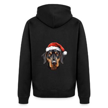 Doberman Dog Head Christmas Christmas - Unisex Premium Organic Zip Hoodie - black - Back - Nico (187cm)
