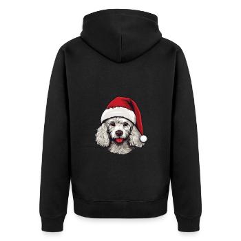 Pudel Hund Kopf Weihnachten Christmas - Unisex Premium Bio Zip Hoodie - Schwarz - Hinten - Nico (187cm)
