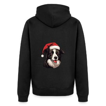 Border Collie tête de chien Noël Noël - Veste à capuche bio Premium Unisexe - noir - Dos - Nico (187cm)