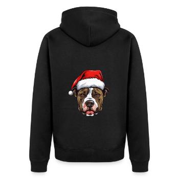 Staffordshire Bull Terrier Dog Head Christmas - Unisex Premium Organic Zip Hoodie - black - Back - Nico (187cm)