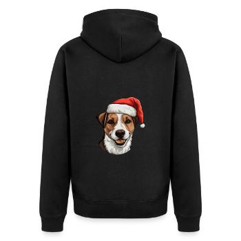 jack russel terrier Hund Weihnachten Kopf - Unisex Premium Bio Zip Hoodie - Schwarz - Hinten - Nico (187cm)