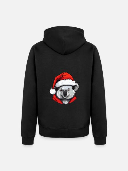Koala Christmas Animal Head - Unisex Premium Organic Zip Hoodie - black