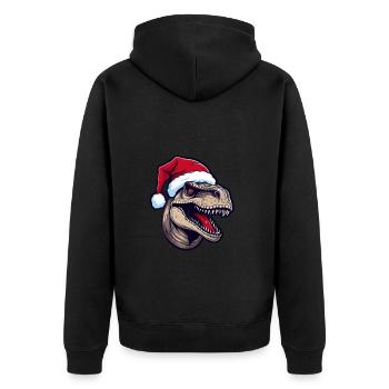 Dinosaurier Weihnachten Tier Kopf - Unisex Premium Bio Zip Hoodie - Schwarz - Hinten - Nico (187cm)