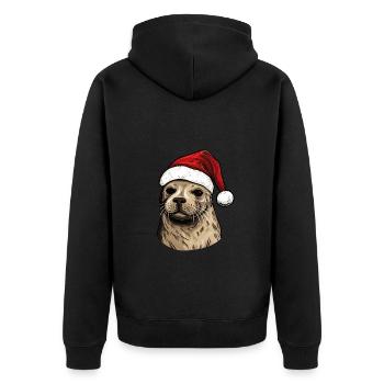 Tête d’animal de Noël de phoque de phoque - Veste à capuche bio Premium Unisexe - noir - Dos - Nico (187cm)