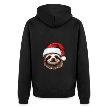 Sloth Christmas Animal Head - Unisex Premium Organic Zip Hoodie - black - Back - Nico (187cm)