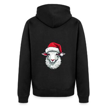 Sheep Christmas Animal Head Lamb - Unisex Premium Organic Zip Hoodie - black - Back - Nico (187cm)