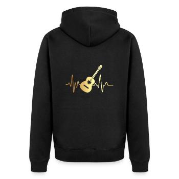 Heartbeat Gitarre - Unisex Premium Bio Zip Hoodie - Schwarz - Hinten - Nico (187cm)