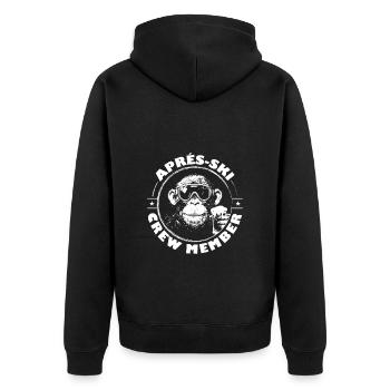 Affe Apres Ski Team Spruch - Unisex Premium Bio Zip Hoodie - Schwarz - Hinten - Nico (187cm)