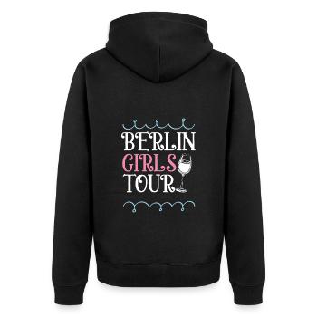 Berlin Girls Tour Herz - Unisex Premium Bio Zip Hoodie - Schwarz - Hinten - Nico (187cm)