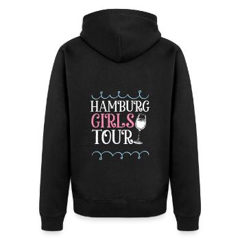 Hamburg Girls Tour Herz - Unisex Premium Bio Zip Hoodie - Schwarz - Hinten - Nico (187cm)