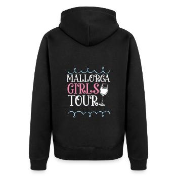Mallorca Girls Tour Herz - Unisex Premium Bio Zip Hoodie - Schwarz - Hinten - Nico (187cm)