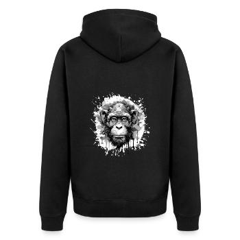 Tête De Singe Portrait Animal - Veste à capuche bio Premium Unisexe - noir - Dos - Nico (187cm)