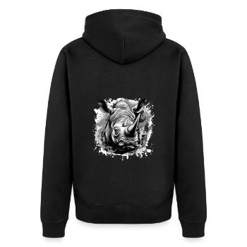 Rhinocéros Tête Portrait Animal - Veste à capuche bio Premium Unisexe - noir - Dos - Nico (187cm)
