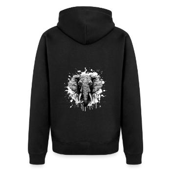 Elephant Head Portrait Animal - Unisex Premium Organic Zip Hoodie - black - Back - Nico (187cm)