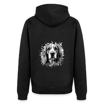 Beagle Dog Head Portrait Animal - Unisex Premium Organic Zip Hoodie - black - Back - Nico (187cm)