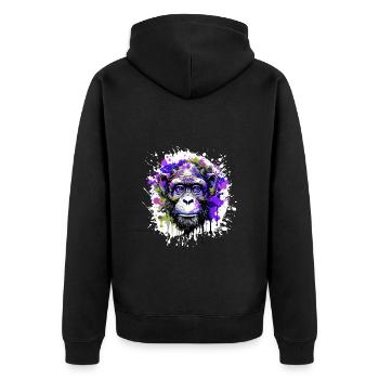 Portrait De Tête De Singe Coloré - Veste à capuche bio Premium Unisexe - noir - Dos - Nico (187cm)