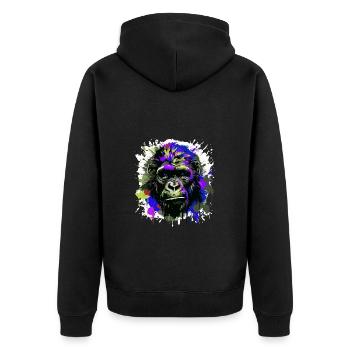 Gorilla Head Portrait Colorful - Unisex Premium Organic Zip Hoodie - black - Back - Nico (187cm)