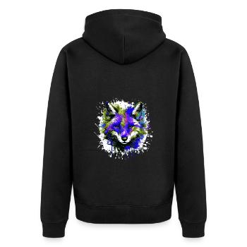 Portrait De Tête De Renard Coloré - Veste à capuche bio Premium Unisexe - noir - Dos - Nico (187cm)