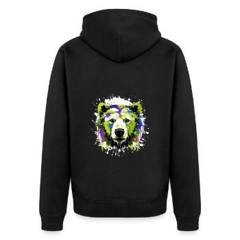 Polar Bear Head Portrait Animal Polar Bear Colorful - Unisex Premium Organic Zip Hoodie - black - Back - Nico (187cm)