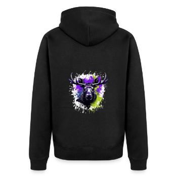 Elch Kopf Porträt Bunt - Unisex Premium Bio Zip Hoodie - Schwarz - Hinten - Nico (187cm)