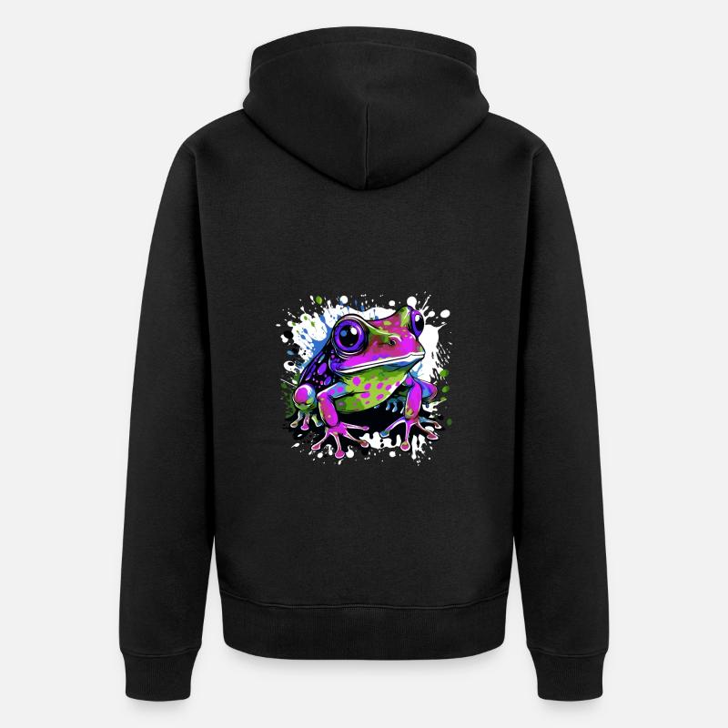 Frosch Bunt - Unisex Premium Bio Zip Hoodie - Schwarz
