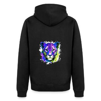 Cheetah Head Portrait Colorful - Unisex Premium Organic Zip Hoodie - black - Back - Nico (187cm)
