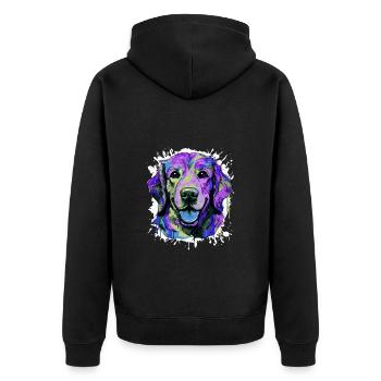 Golden Retriever Dog Head Portrait Colorful - Unisex Premium Organic Zip Hoodie - black - Back - Nico (187cm)