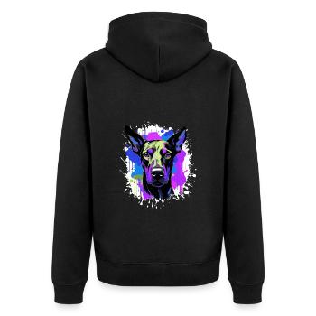Doberman Dog Head Portrait Colorful - Unisex Premium Organic Zip Hoodie - black - Back - Nico (187cm)