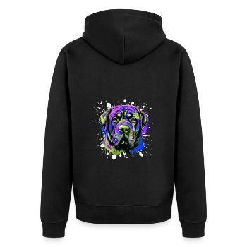 Mastiff Dog Head Portrait Colorful - Unisex Premium Organic Zip Hoodie - black - Back - Nico (187cm)