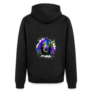 Pudel Hund Kopf Porträt Bunt - Unisex Premium Bio Zip Hoodie - Schwarz - Hinten - Nico (187cm)