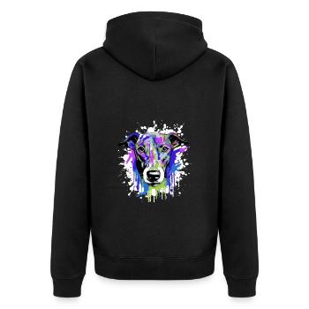Greyhound Dog Head Portrait Colorful - Unisex Premium Organic Zip Hoodie - black - Back - Nico (187cm)