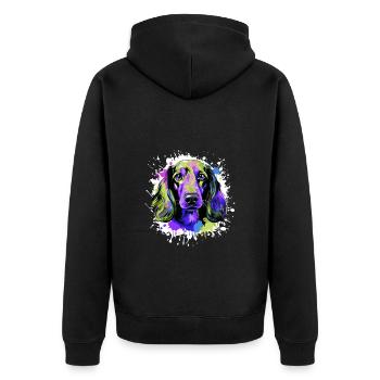 Dachshund Hund Kopf Porträt Dackel Bunt - Unisex Premium Bio Zip Hoodie - Schwarz - Hinten - Nico (187cm)