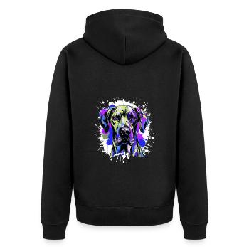 Great Dane Dog Head Portrait Colorful - Unisex Premium Organic Zip Hoodie - black - Back - Nico (187cm)