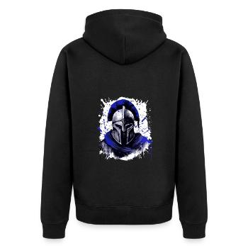 Spartaner Helm Krieger Sparta Bunt - Unisex Premium Bio Zip Hoodie - Schwarz - Hinten - Nico (187cm)