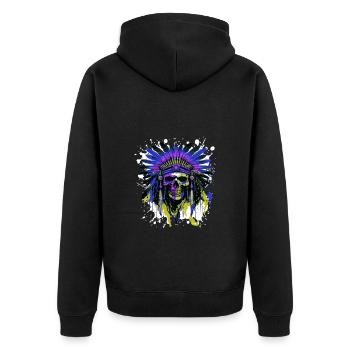 Apache Crâne Indien Coloré - Veste à capuche bio Premium Unisexe - noir - Dos - Nico (187cm)