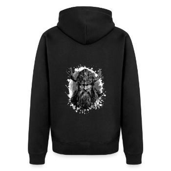 Viking Head Valhalla Warrior - Unisex Premium Organic Zip Hoodie - black - Back - Nico (187cm)